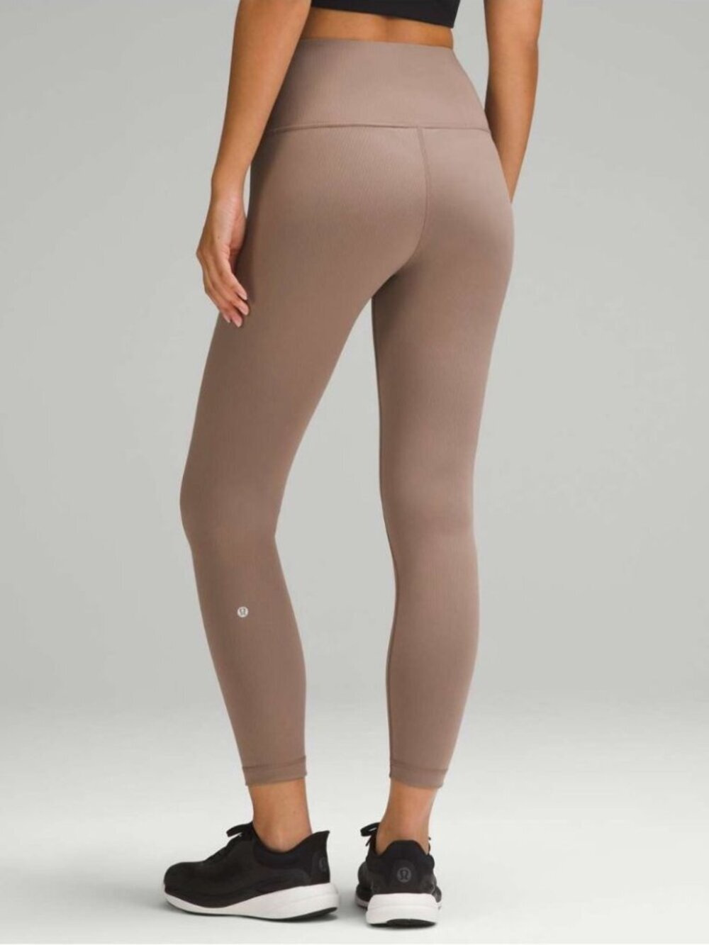 Lululemon Wunder Train Ribbed Taupe Leggings High Rise Size 4 Yoga Running